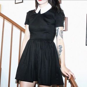 NEW Deandri Wednesday  black dress white collar